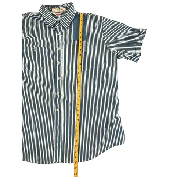 Vintage Asian Man Records Unitog USA Made XL Uniform Striped Button Up Shirt VTG - Picture 6 of 6